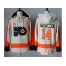 Men's Philadelphia Flyers #14 Sean Couturier Cream Sawyer Hooded Sweatshirt Stitched NHL Jersey