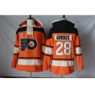 Men's Philadelphia Flyers #28 Claude Giroux Orange Sawyer Hooded Sweatshirt Stitched NHL Jersey