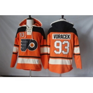 Men's Philadelphia Flyers #93 Jakub Voracek Orange Sawyer Hooded Sweatshirt Stitched NHL Jersey