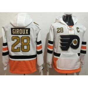Philadelphia Flyers #28 Claude Giroux White 3rd Name & Number Pullover NHL Hoodie