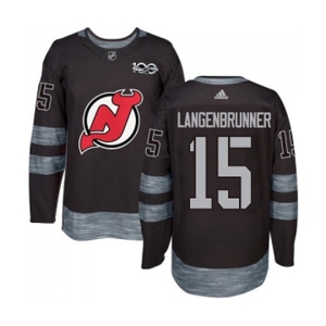 Adidas New Jersey Devils #15 Jamie Langenbrunner Authentic Black 1917-2017 100th Anniversary Hockey Jersey