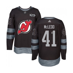 Adidas New Jersey Devils #41 Michael McLeod Authentic Black 1917-2017 100th Anniversary Hockey Jersey