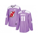 Men Adidas New Jersey Devils #11 Brian Boyle Purple Authentic Fights Cancer Stitched NHL Jersey