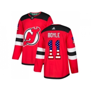 Men Adidas New Jersey Devils #11 Brian Boyle Red Home Authentic USA Flag Stitched NHL Jersey
