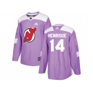 Men Adidas New Jersey Devils #14 Adam Henrique Purple Authentic Fights Cancer Stitched NHL Jersey