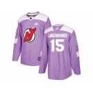 Men Adidas New Jersey Devils #15 Langenbrunner Purple Authentic Fights Cancer Stitched NHL Jersey