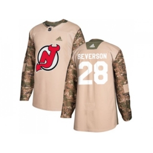 Men Adidas New Jersey Devils #28 Damon Severson Camo Authentic 2017 Veterans Day Stitched NHL Jersey