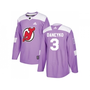 Men Adidas New Jersey Devils #3 Ken Daneyko Purple Authentic Fights Cancer Stitched NHL Jersey