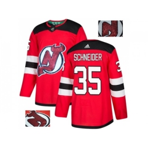 Men Adidas New Jersey Devils #35 Cory Schneider Red Home Authentic Fashion Gold Stitched NHL Jersey