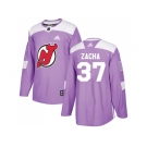 Men Adidas New Jersey Devils #37 Pavel Zacha Purple Authentic Fights Cancer Stitched NHL Jersey