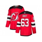 Men Adidas New Jersey Devils #63 Jesper Bratt Red Home Authentic Stitched NHL Jersey