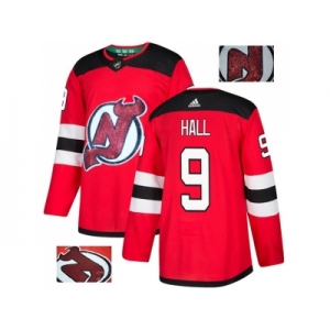 Men Adidas New Jersey Devils #9 Taylor Hall Red Home Authentic Fashion Gold Stitched NHL Jerse