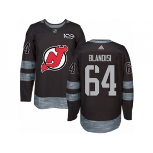 Men's Adidas New Jersey Devils #64 Joseph Blandisi Authentic Black 1917-2017 100th Anniversary NHL Jersey