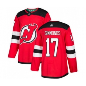Men's Devils #17 Wayne Simmonds Red Home Stitched Hockey Jersey