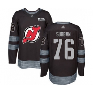 Men's Devils #76 P. K. Subban Black 1917-2017 100th Anniversary Stitched Hockey Jersey
