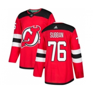 Men's Devils #76 P. K. Subban Red Home Stitched Hockey Jersey