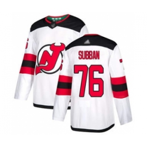 Men's Devils #76 P. K. Subban White Road Stitched Hockey Jersey