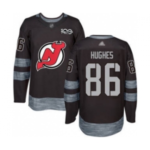 Men's Devils #86 Jack Hughes Black 1917-2017 100th Anniversary Stitched Hockey Jersey