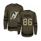 Men's Devils #86 Jack Hughes Green Salute to Service Stitched Hockey Jersey