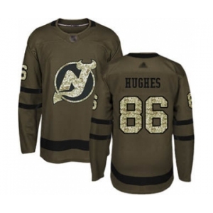 Men's Devils #86 Jack Hughes Green Salute to Service Stitched Hockey Jersey