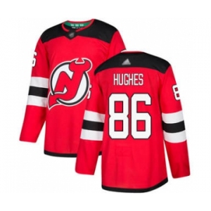 Men's Devils #86 Jack Hughes Red Home Stitched Hockey Jersey