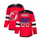 Men's Devils #86 Jack Hughes Red Home USA Flag Stitched Hockey Jersey