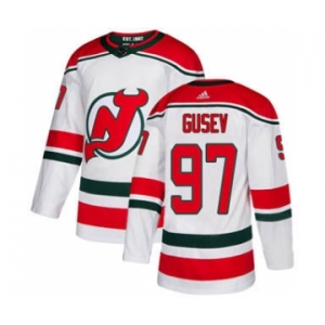 Men's Devils #97 Nikita Gusev White Alternate Authentic Stitched Hockey Jersey