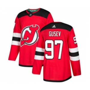 Men's Devils #97 Nikita Gusev White Road Authentic Stitched Hockey Jersey