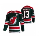 Men's New Jersey Devils #13 Nico Hischier Green 2020-21 Reverse Retro Alternate Hockey Jersey