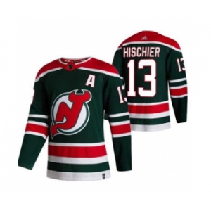 Men's New Jersey Devils #13 Nico Hischier Green 2020-21 Reverse Retro Alternate Hockey Jersey