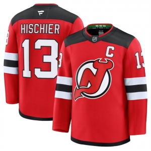 Men's New Jersey Devils #13 Nico Hischier Red 2024-25 Home Stitched Hockey Jersey