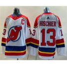 Men's New Jersey Devils #13 Nico Hischier White 2022 Reverse Retro Stitched Jersey