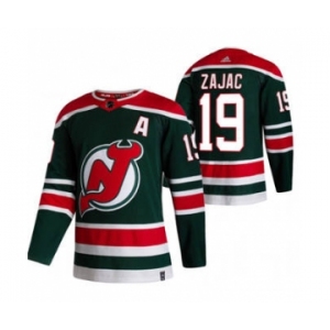 Men's New Jersey Devils #19 Travis Zajac Green 2020-21 Reverse Retro Alternate Hockey Jersey