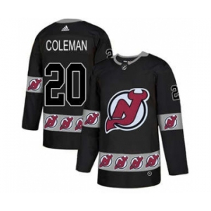 Men's New Jersey Devils #20 Blake Coleman Black Team Logo Fashion Stitched Hockey Jersey