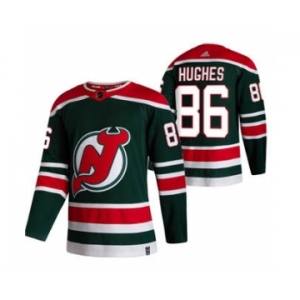 Men's New Jersey Devils #86 Jack Hughes Green 2020-21 Reverse Retro Alternate Hockey Jersey