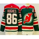 Men's New Jersey Devils #86 Jack Hughes Green 2021 Reverse Retro Authentic Jersey