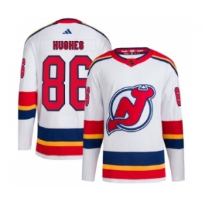 Men's New Jersey Devils #86 Jack Hughes White 2022-23 Reverse Retro Stitched Jersey