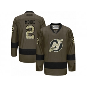 Men's Reebok New Jersey Devils #2 John Moore Authentic Green Salute to Service NHL Jersey