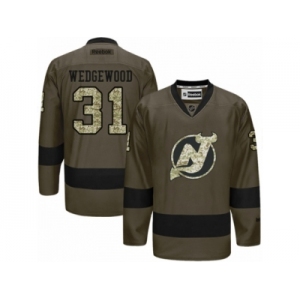 Men's Reebok New Jersey Devils #31 Scott Wedgewood Authentic Green Salute to Service NHL Jersey