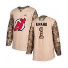 New Jersey Devils #1 Keith Kinkaid Authentic Camo Veterans Day Practice Hockey Jersey