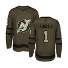 New Jersey Devils #1 Keith Kinkaid Authentic Green Salute to Service Hockey Jersey