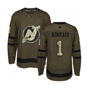 New Jersey Devils #1 Keith Kinkaid Authentic Green Salute to Service Hockey Jersey