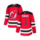 New Jersey Devils #1 Keith Kinkaid Authentic Red Drift Fashion Hockey Jersey