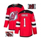 New Jersey Devils #1 Keith Kinkaid Authentic Red Fashion Gold Hockey Jersey