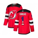 New Jersey Devils #1 Keith Kinkaid Authentic Red USA Flag Fashion Hockey Jersey