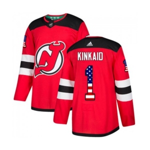 New Jersey Devils #1 Keith Kinkaid Authentic Red USA Flag Fashion Hockey Jersey