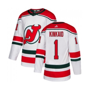 New Jersey Devils #1 Keith Kinkaid Authentic White Alternate Hockey Jersey