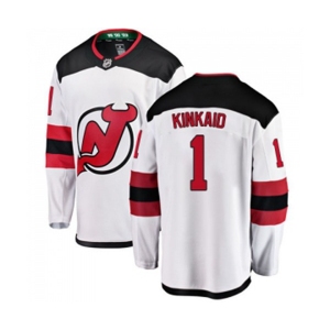 New Jersey Devils #1 Keith Kinkaid Fanatics Branded White Away Breakaway Hockey Jersey