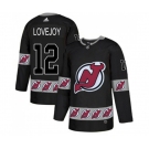 New Jersey Devils #12 Ben Lovejoy Authentic Black Team Logo Fashion Hockey Jersey