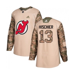 New Jersey Devils #13 Nico Hischier Authentic Camo Veterans Day Practice Hockey Jersey